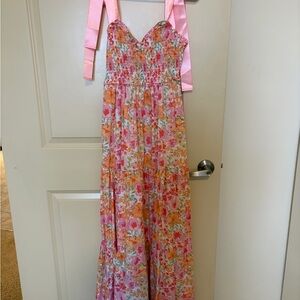 Altar'd State Pink and Green Floral Dress